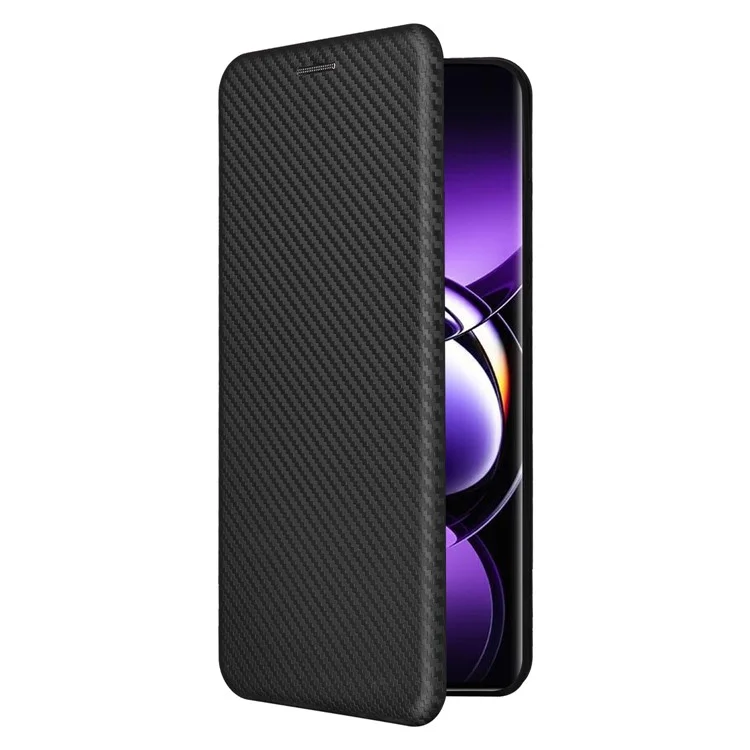 For Oppo Find X7 Ultra Leather Case Carbon Fiber Texture Magnetic Protect Phone Cover - Black