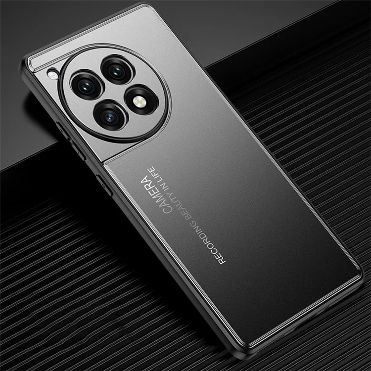 For OnePlus Ace 3 5G / 12R 5G Phone Case TPU+Aluminium Alloy Heat Dissipation Back Shell - Black