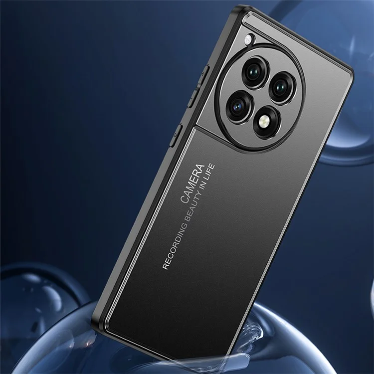 For OnePlus Ace 3 5G / 12R 5G Phone Case TPU+Aluminium Alloy Heat Dissipation Back Shell - Black