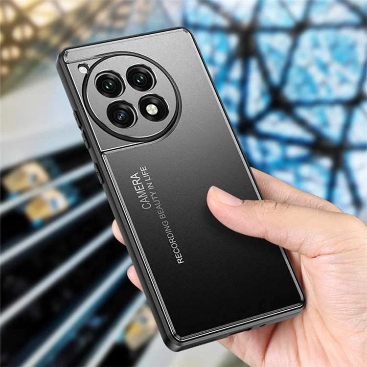 For OnePlus Ace 3 5G / 12R 5G Phone Case TPU+Aluminium Alloy Heat Dissipation Back Shell - Black