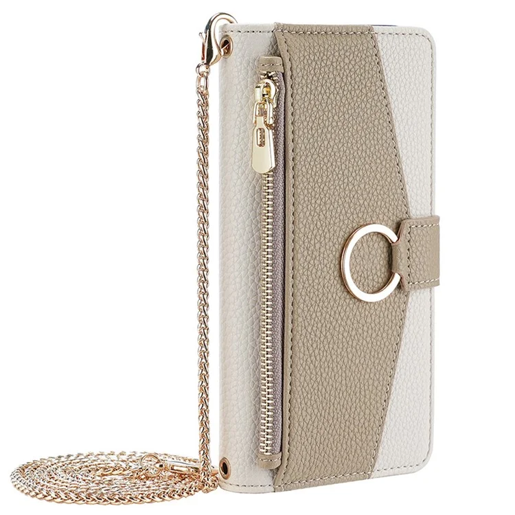 Para Vivo Y20 / Y20i / Y20 / Y11s / Iqoo U1x / Case de Y12s Zipper PU Cuero Purse Crossbody Cover - Blanco