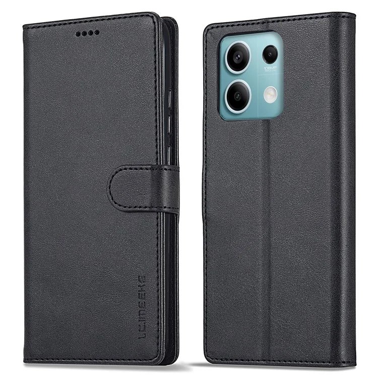 Lc. Imaeke Für Xiaomi Redmi Hinweis 13 Pro 5g Hülle Wallet Stand Calf Textur Leder Telefonabdeckung - Schwarz