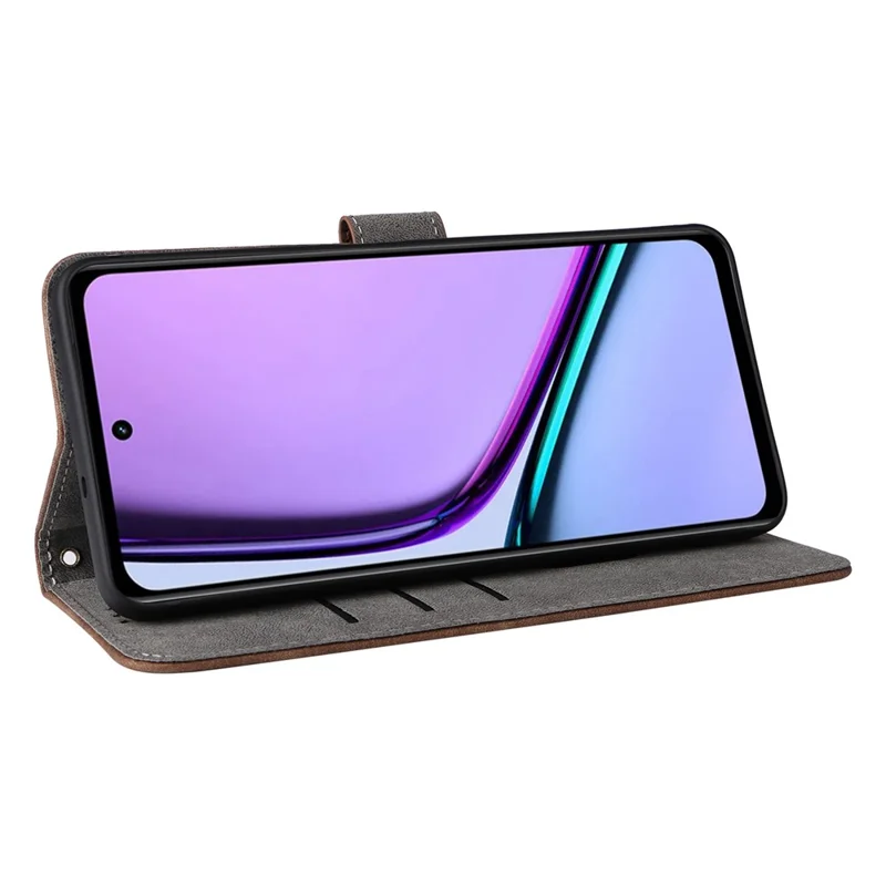 For Realme C67 4G / 12 Lite 4G Case Wallet Stand RFID Blocking PU Leather Phone Cover - Brown
