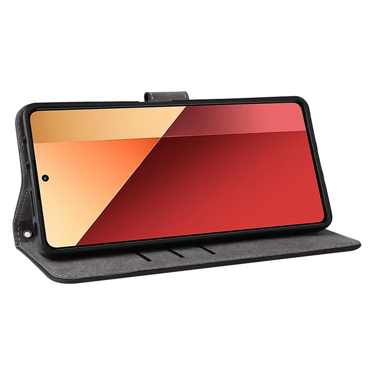 Pour Xiaomi Redmi Note 13 Pro 4G / Poco M6 Pro 4G Étui avec sangle RFID Blocking PU Leather Cover Stand - Noir