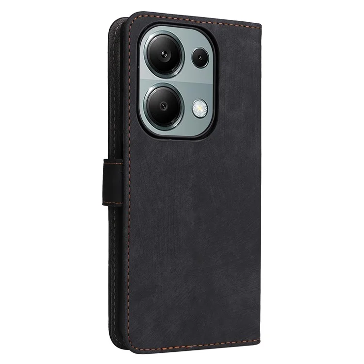 Pour Xiaomi Redmi Note 13 Pro 4G / Poco M6 Pro 4G Étui avec sangle RFID Blocking PU Leather Cover Stand - Noir