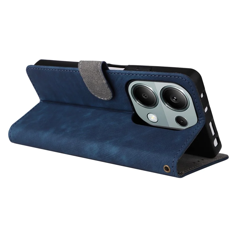 For Xiaomi Redmi Note 13 Pro 4G / Poco M6 Pro 4G / Note 14S 4G Case with Strap RFID Blocking PU Leather Cover Stand - Blue