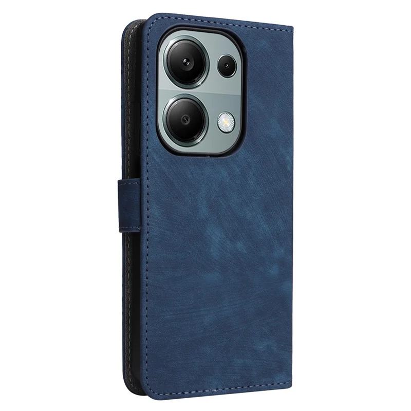 For Xiaomi Redmi Note 13 Pro 4G / Poco M6 Pro 4G / Note 14S 4G Case with Strap RFID Blocking PU Leather Cover Stand - Blue