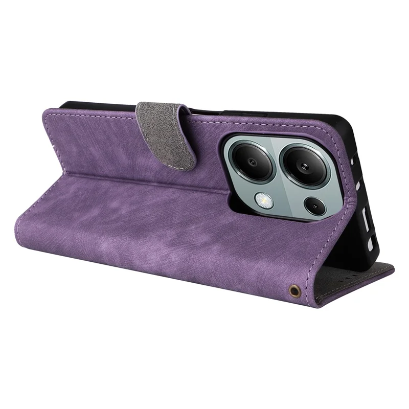 For Xiaomi Redmi Note 13 Pro 4G / Poco M6 Pro 4G / Note 14S 4G Case with Strap RFID Blocking PU Leather Cover Stand - Purple