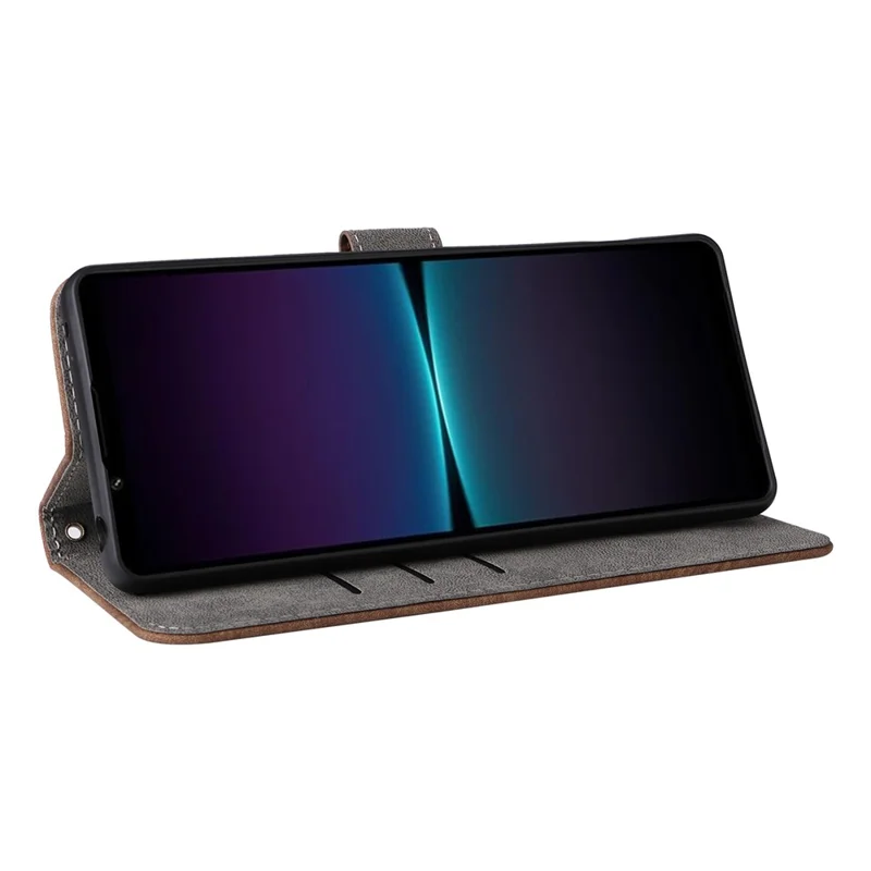 For Sony Xperia 1 IV 5G Wallet Case RFID Blocking PU Leather Cover Stand with Strap - Brown