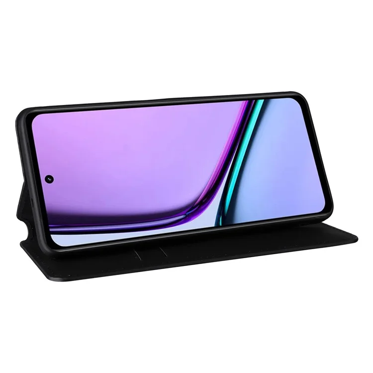 Para Realme C67 4G / 12 Lite 4G Capa de Carteira de Couro PU Flip - Preto