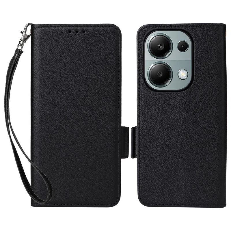 Para Xiaomi Redmi Note 13 Pro 4G / Poco M6 Pro 4G Capa Carteira Protetora Folio - Preto