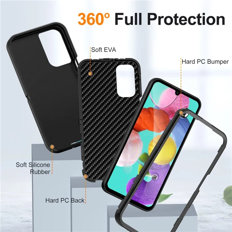 For Samsung Galaxy A15 4G Shockproof Case PC+TPU+PC Phone Back Cover - Black