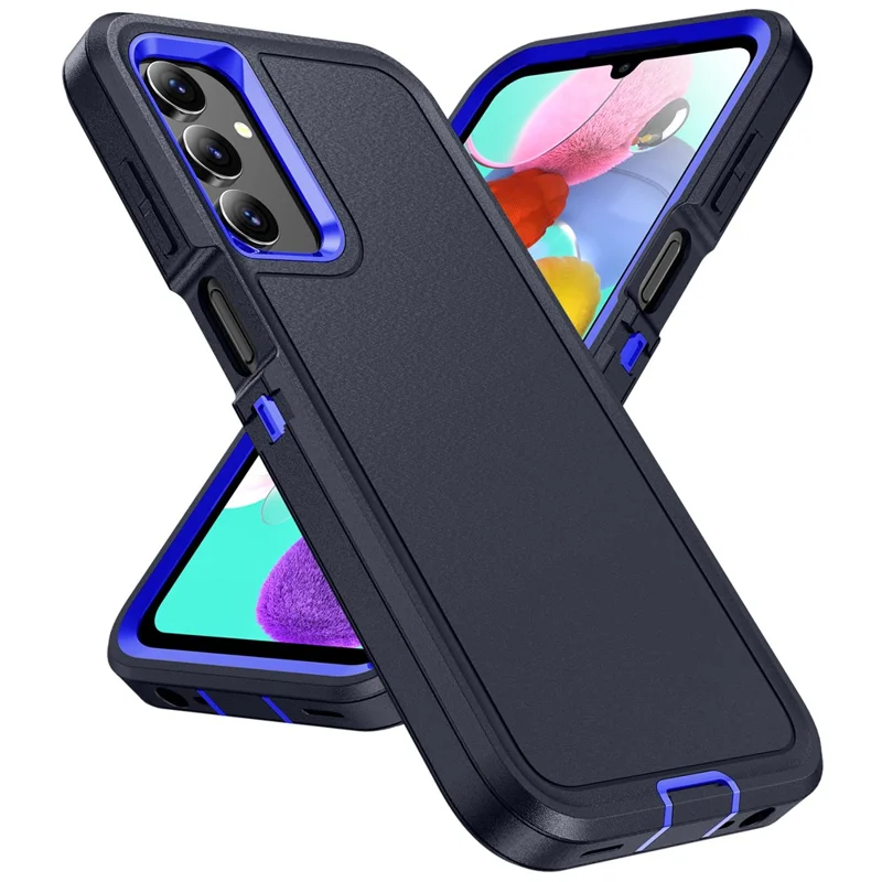 For Samsung Galaxy A15 4G Shockproof Case PC+TPU+PC Phone Back Cover - Black+Sapphire