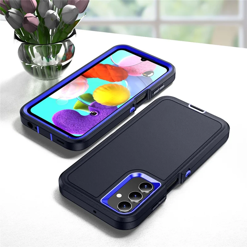 For Samsung Galaxy A15 4G Shockproof Case PC+TPU+PC Phone Back Cover - Black+Sapphire