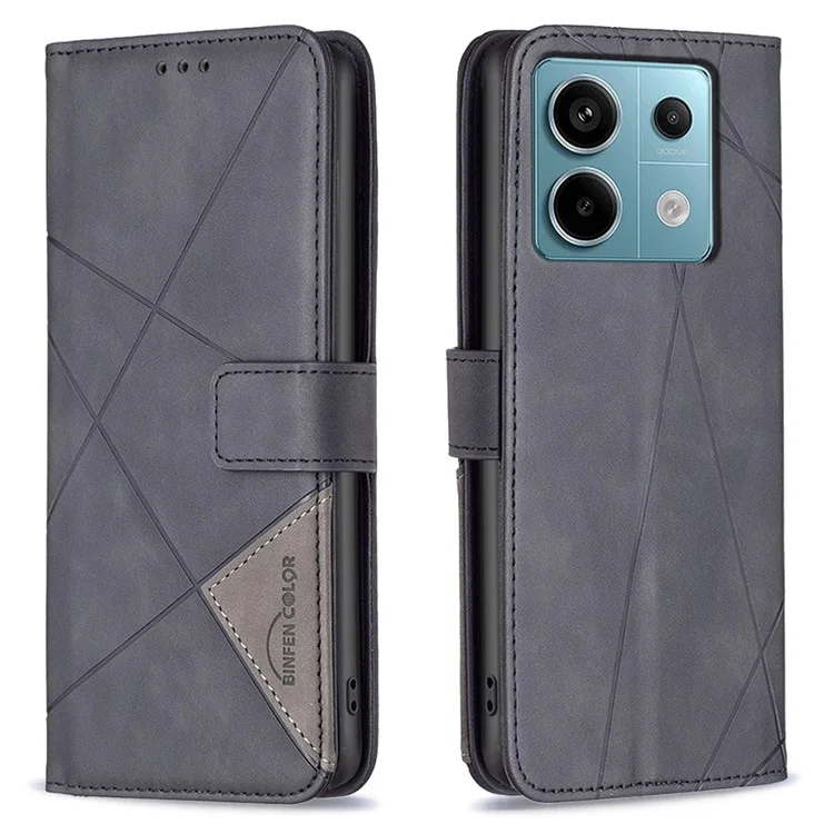 BINFEN COLOR BF05 Pour Xiaomi Redmi Note 13 Pro 4G / Poco M6 Pro 4G Étui de téléphone Housse de protection en cuir PU - Noir
