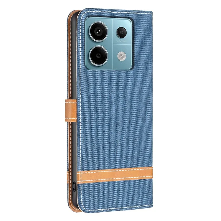Para Xiaomi Redmi Note 13 Pro 4G / Poco M6 Pro 4G Capa de Carteira de Couro Jeans Cloth Texture Protective Cover - Azul Marinho