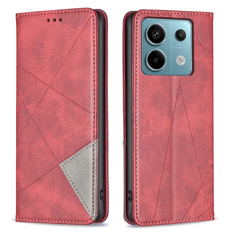 Pour Xiaomi Redmi Note 13 Pro 4G / Poco M6 Pro 4G Étui en cuir PU avec fentes pour cartes Flip Phone Cover - Rouge