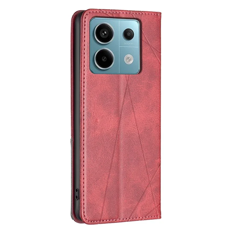 Pour Xiaomi Redmi Note 13 Pro 4G / Poco M6 Pro 4G Étui en cuir PU avec fentes pour cartes Flip Phone Cover - Rouge