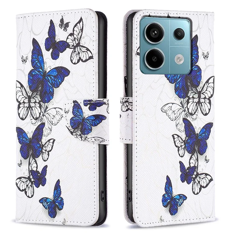 Para Xiaomi Redmi Note 13 Pro 4G / Poco M6 Pro 4G Capa Protetora Folio Pattern Printing Leather - Butterflies