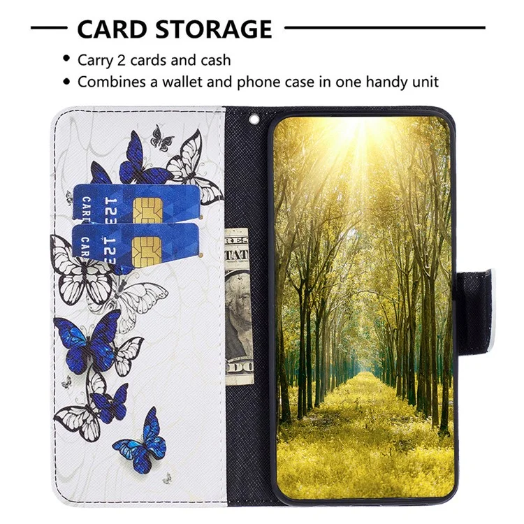 Para Xiaomi Redmi Note 13 Pro 4G / Poco M6 Pro 4G Capa Protetora Folio Pattern Printing Leather - Butterflies