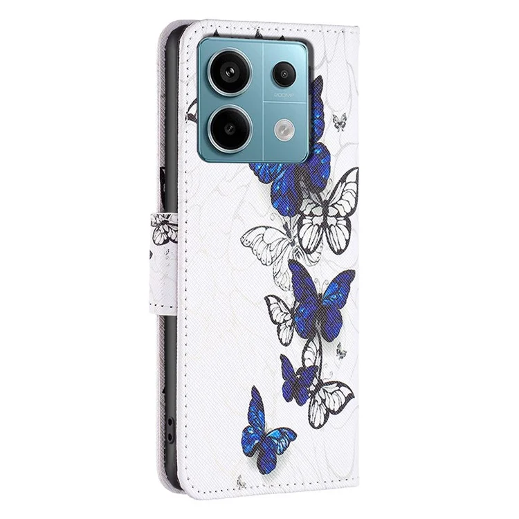 Para Xiaomi Redmi Note 13 Pro 4G / Poco M6 Pro 4G Capa Protetora Folio Pattern Printing Leather - Butterflies