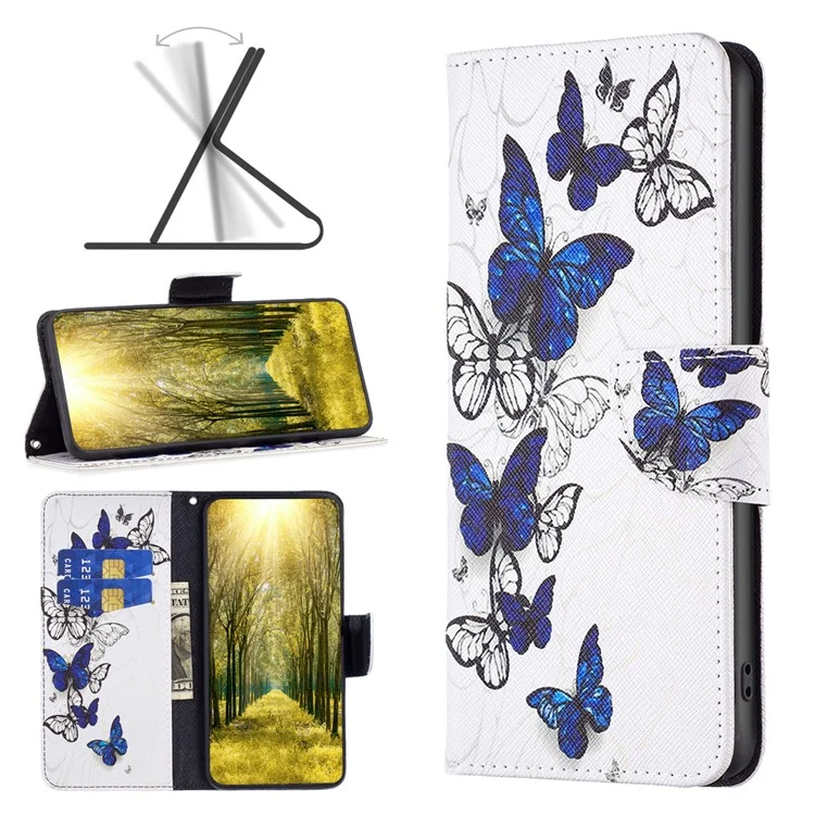 Para Xiaomi Redmi Note 13 Pro 4G / Poco M6 Pro 4G Capa Protetora Folio Pattern Printing Leather - Butterflies
