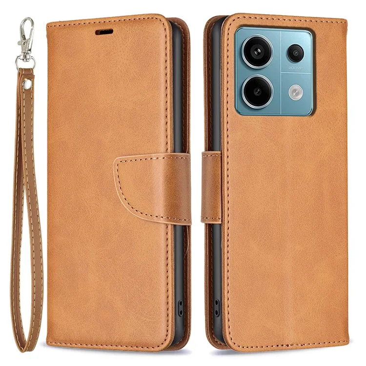 Для Xiaomi Redmi Note 13 Pro 4G / Poco M6 Pro 4G Кожаный чехол Stand View Folio Flip Phone Cover - Желтый
