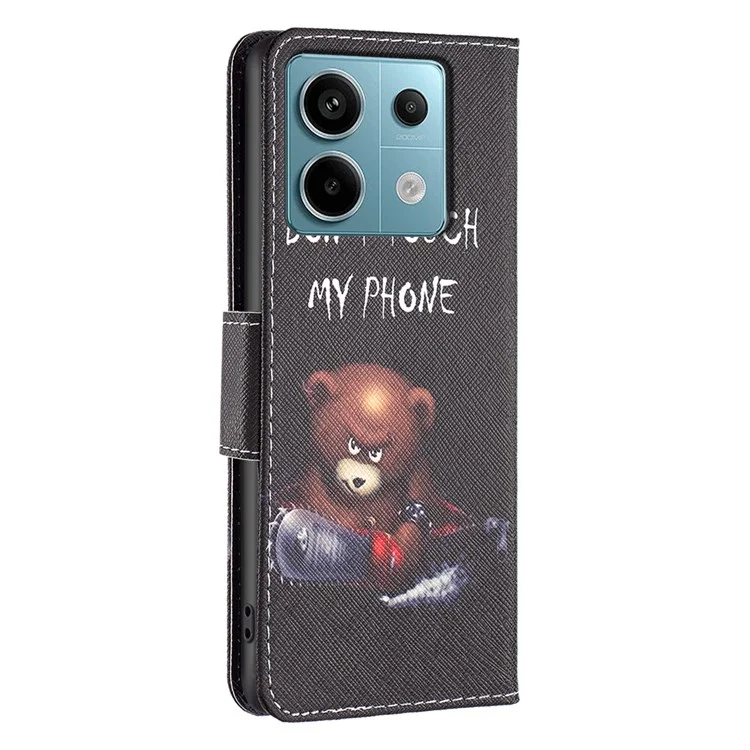 Para Xiaomi Redmi Note 13 Pro 4G / Poco M6 Pro 4G Flip Wallet Phone Case Pattern Printing Leather Cover - Bear
