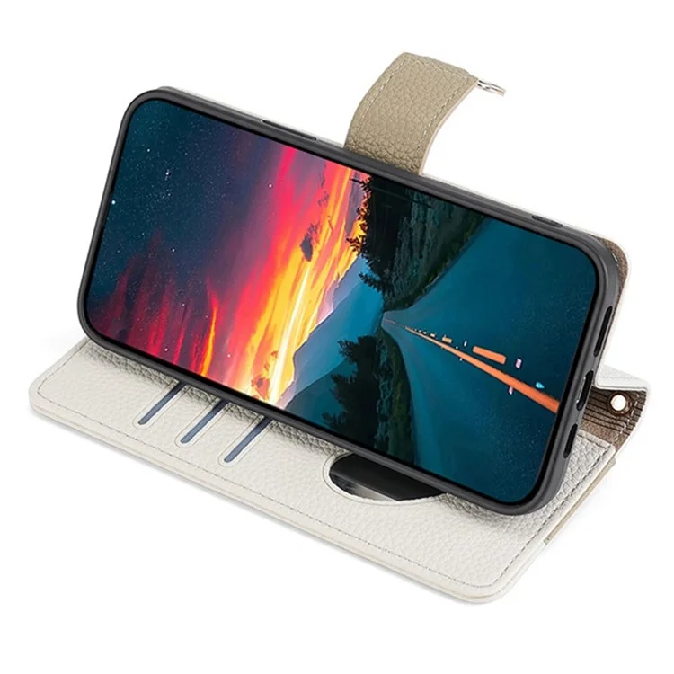 For OnePlus 9 (EU  /  US Version) Case with Strap Leather Phone Cover Zipper Wallet Card Bag - White