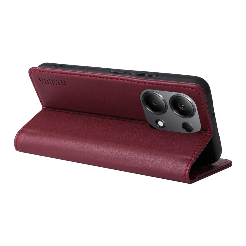 YIKATU YK-001 For Xiaomi Redmi Note 13 Pro 4G / Note 14S 4G / Poco M6 Pro 4G Case Magnetic Absorption PU Leather Cover - Wine Red