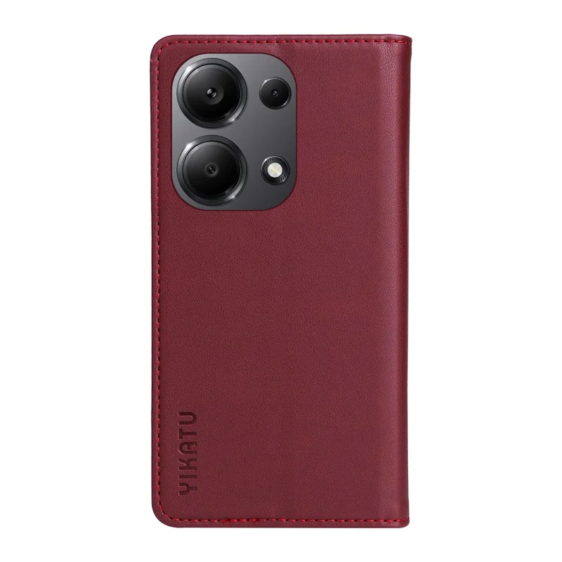 YIKATU YK-001 For Xiaomi Redmi Note 13 Pro 4G / Note 14S 4G / Poco M6 Pro 4G Case Magnetic Absorption PU Leather Cover - Wine Red