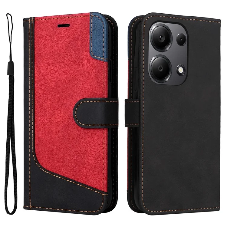 Para el caso del teléfono Xiaomi Redmi Note 13 Pro 4G / Poco M6 Pro 4G - Estuche de tres colores con soporte - Negro
