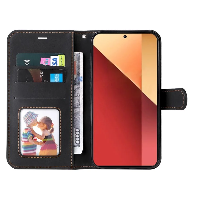 Para el caso del teléfono Xiaomi Redmi Note 13 Pro 4G / Poco M6 Pro 4G - Estuche de tres colores con soporte - Negro