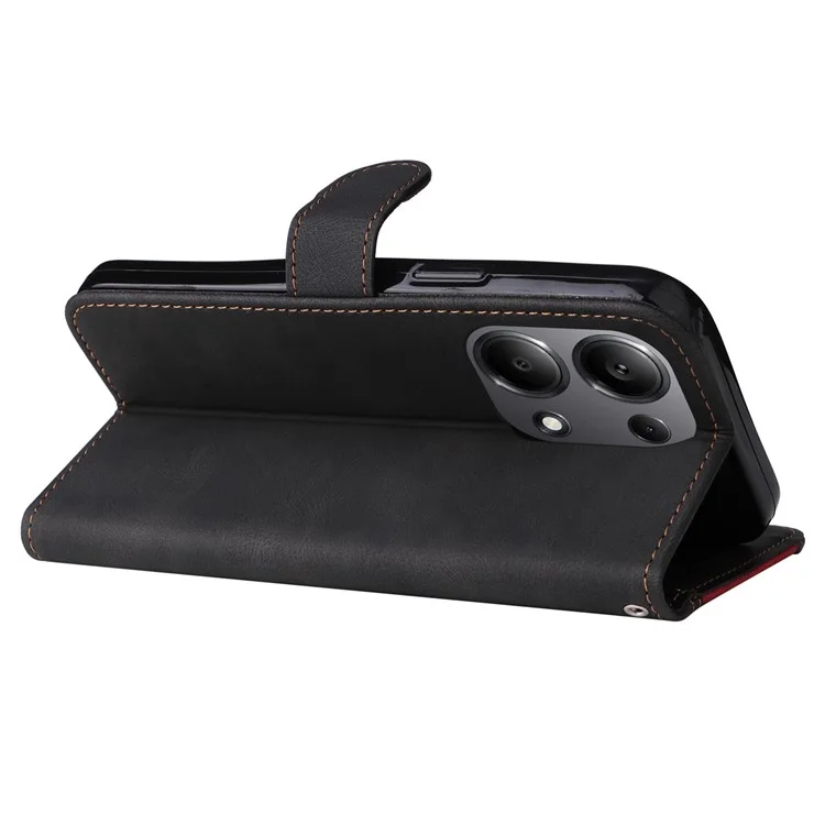 Para el caso del teléfono Xiaomi Redmi Note 13 Pro 4G / Poco M6 Pro 4G - Estuche de tres colores con soporte - Negro