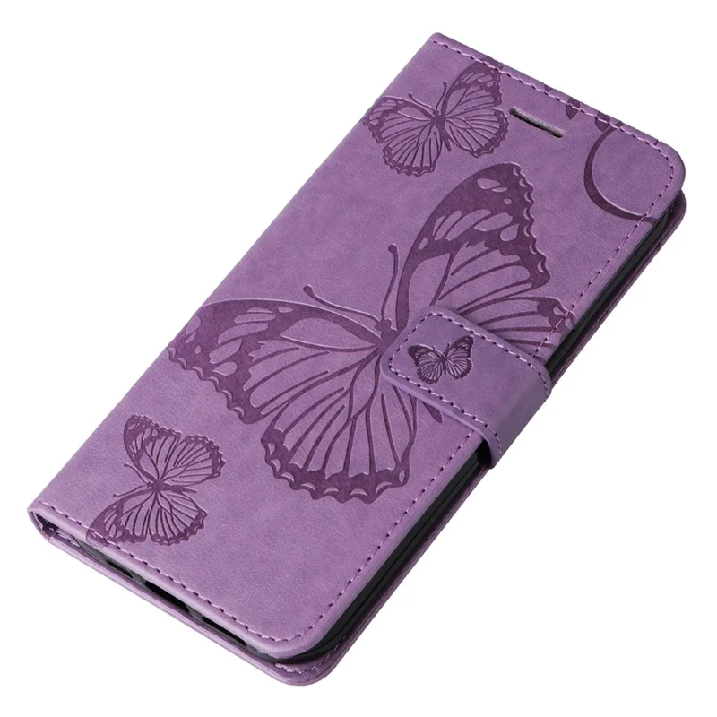 For Xiaomi Redmi Note 13 Pro 4G / Note 14S 4G / Poco M6 Pro 4G Wallet Case Floral Butterfly Imprinted Leather Phone Cover Stand - Purple