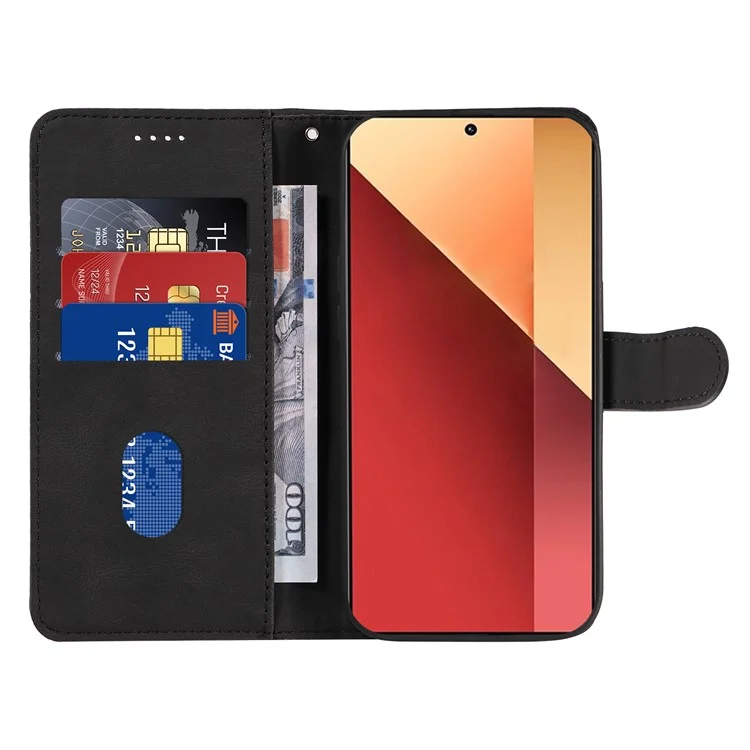 Para Xiaomi Redmi Note 13 Pro 4G / Poco M6 Pro 4G Caso Impresso Linha Curva Capa de Couro - Preto