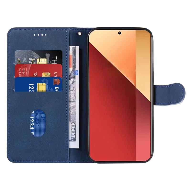 For Xiaomi Redmi Note 13 Pro 4G / Note 14S 4G / Poco M6 Pro 4G Case Imprinted Curved Line Leather Cover - Blue