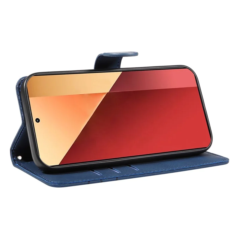 For Xiaomi Redmi Note 13 Pro 4G / Note 14S 4G / Poco M6 Pro 4G Case Imprinted Curved Line Leather Cover - Blue