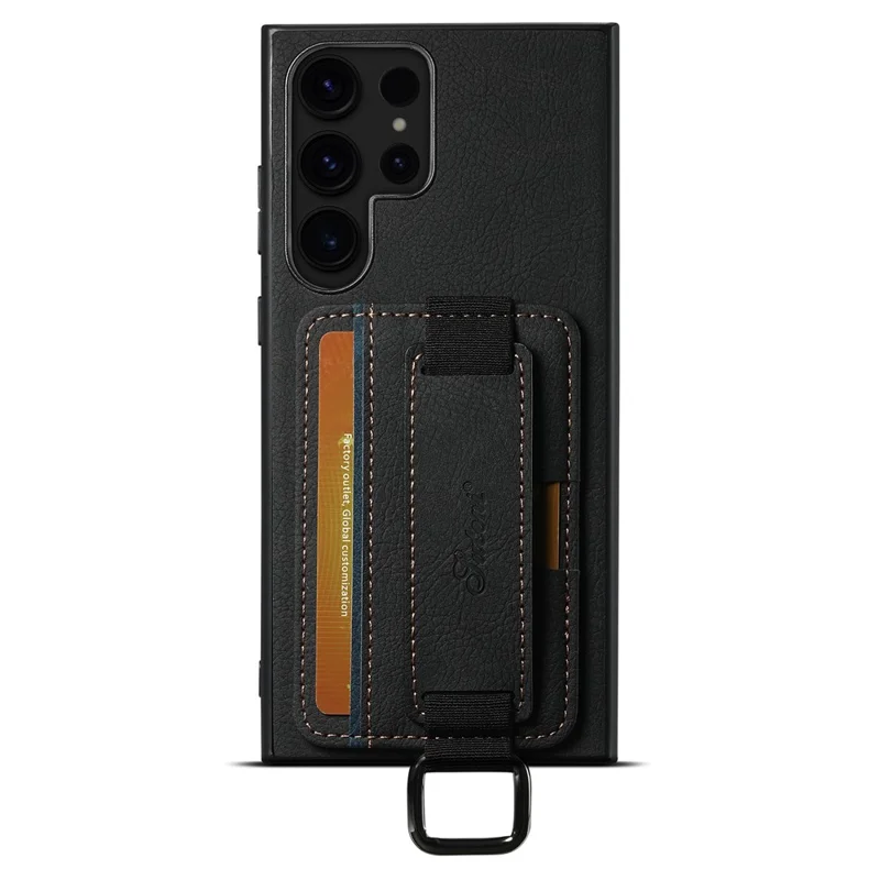 SUTENI H13 Pour Coque Samsung Galaxy S24 Ultra Texture de Litchi Housse de Téléphone avec Support Porte-Carte - Noir