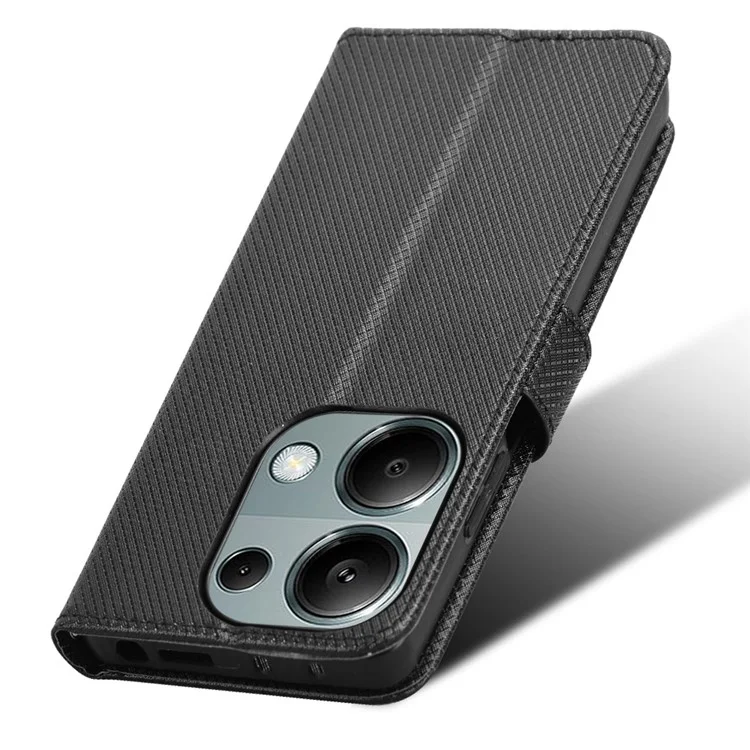 Para Xiaomi Redmi Note 13 Pro 4G / Poco M6 Pro 4G Capa de Couro com Textura de Diamante Flip Protective Phone Cover - Preto