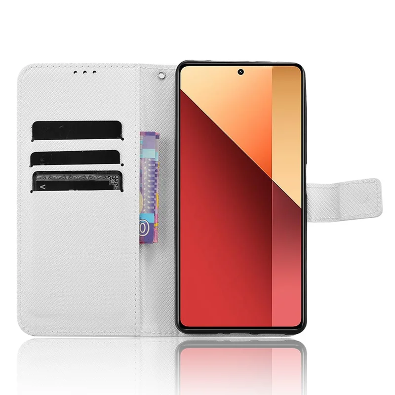 For Xiaomi Redmi Note 13 Pro 4G / Poco M6 Pro 4G / Note 14S 4G Leather Case Diamond Texture Flip Protective Phone Cover - White