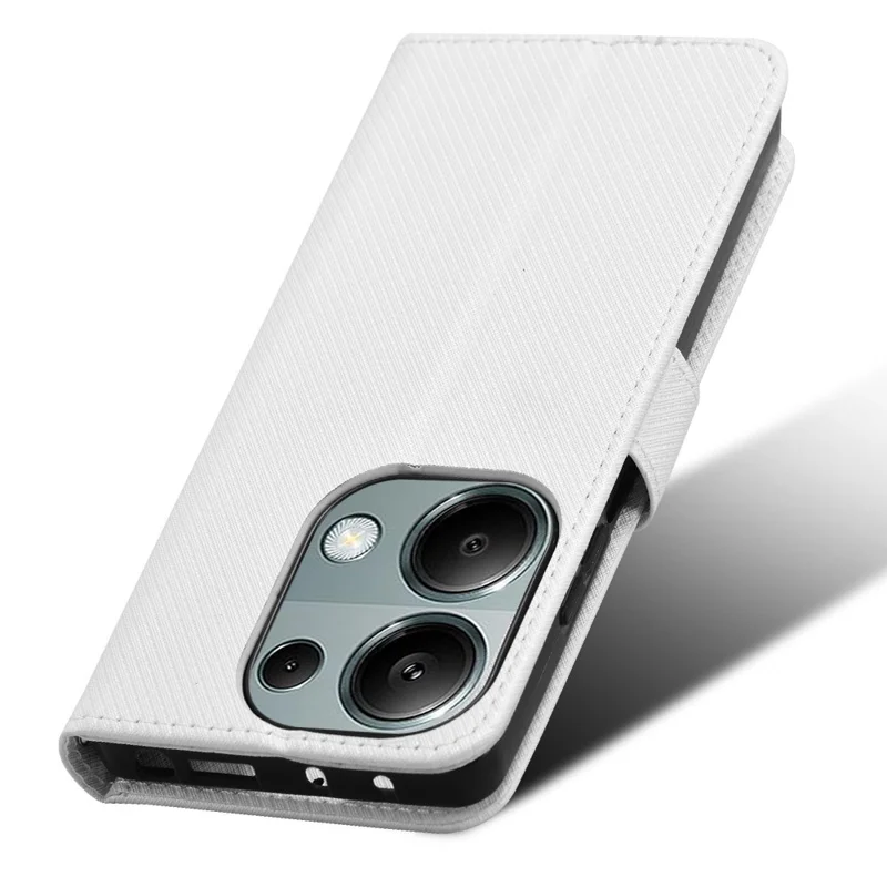 For Xiaomi Redmi Note 13 Pro 4G / Poco M6 Pro 4G / Note 14S 4G Leather Case Diamond Texture Flip Protective Phone Cover - White