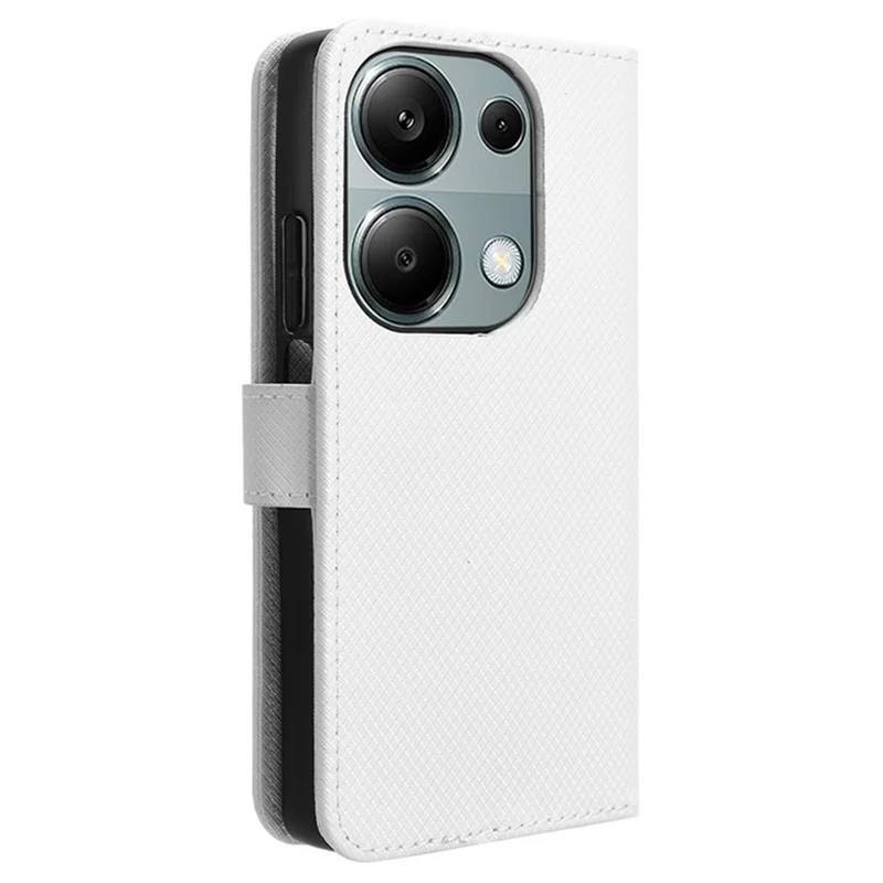For Xiaomi Redmi Note 13 Pro 4G / Poco M6 Pro 4G / Note 14S 4G Leather Case Diamond Texture Flip Protective Phone Cover - White