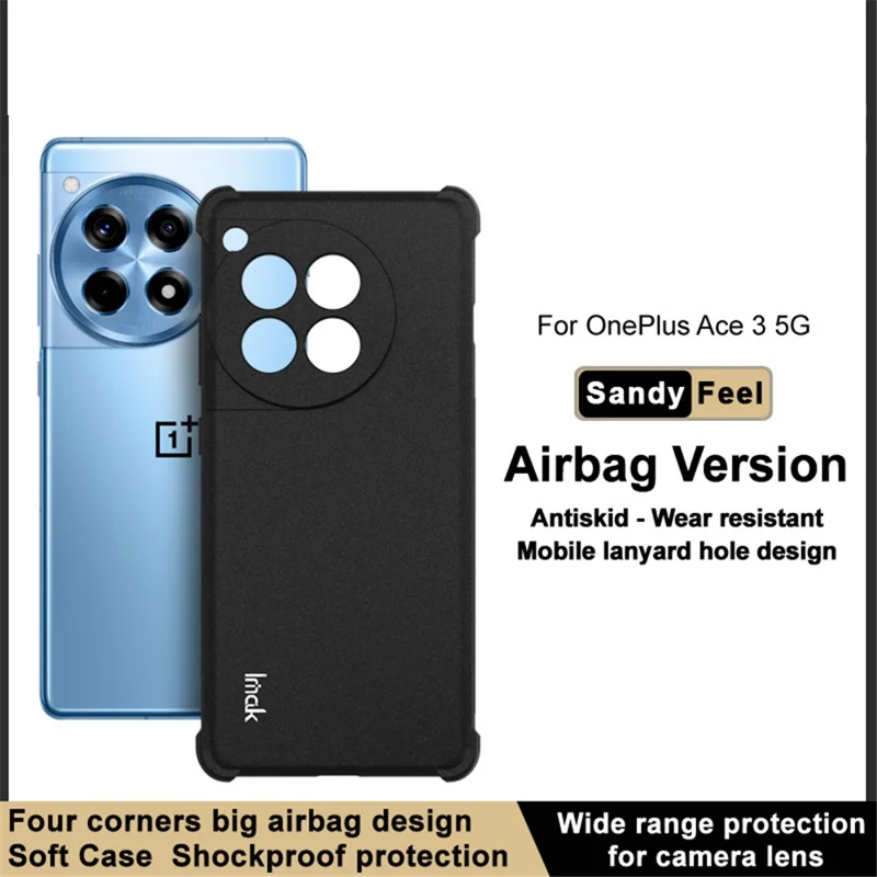 IMAK For OnePlus Ace 3 5G  /  12R 5G Case TPU Matte Anti-fingerprint Phone Back Cover - Black