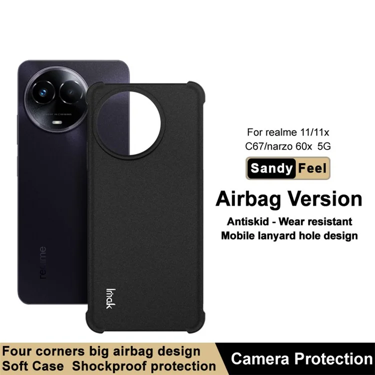 IMAK For Realme 11 5G (Global)  /  11x 5G  /  C67 5G  /  Narzo 60x 5G Case Soft TPU Phone Back Cover - Black