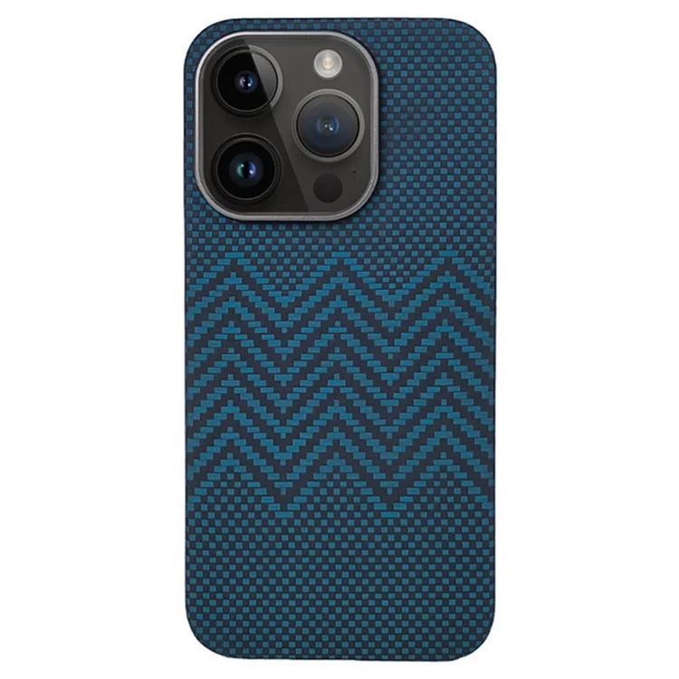 Für iPhone 15 Pro Hülle kompatibel mit MagSafe Aramid-Faser Flammhemmend Handyhülle - M-Wave Textur / Blau