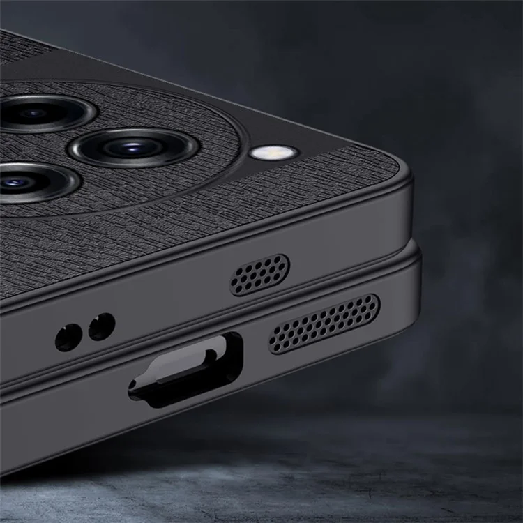 For OnePlus Ace 3 5G  /  12R 5G Case Wood Grain PU+PC+TPU Shockproof Phone Back Cover - Black