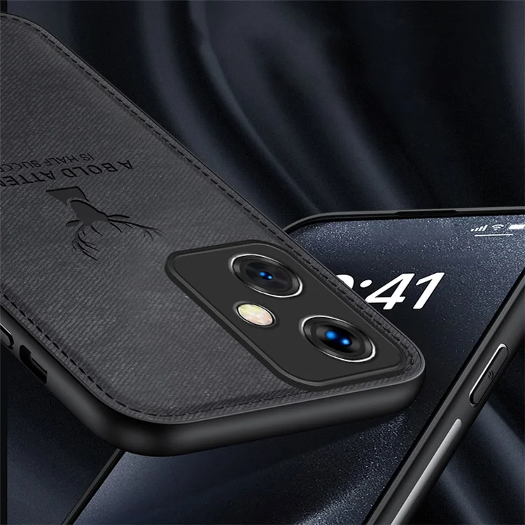 Für Xiaomi Redmi 13C 5G / 13R 5G / Poco M6 5G Rückenschale Hirschmuster TPU+PC+PU Stoßfestes Telefongehäuse - Schwarz