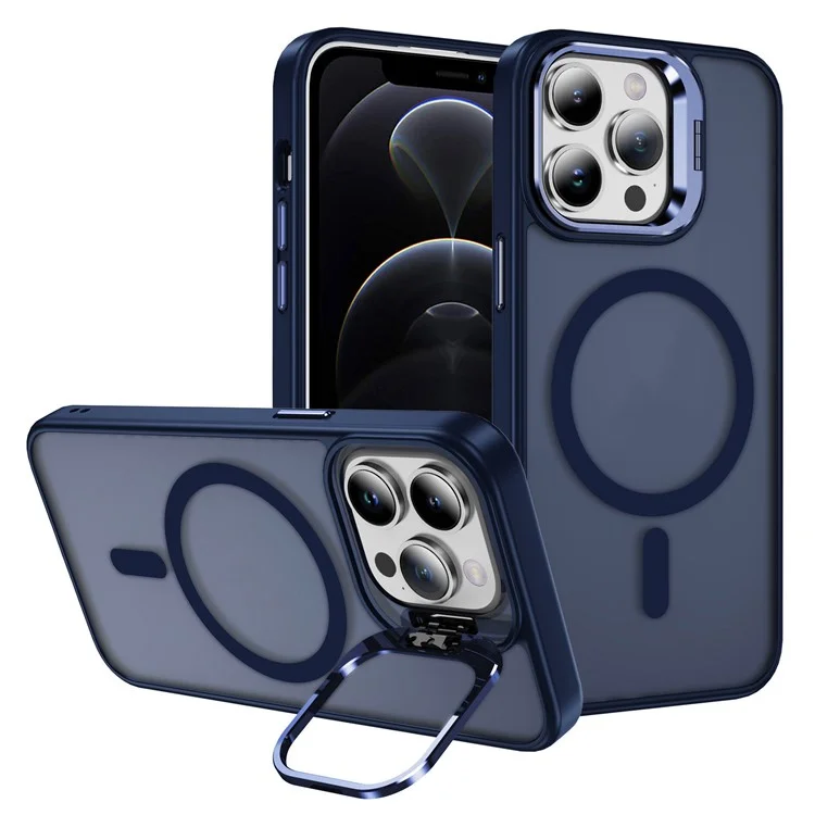 For iPhone 12 Pro Max Magnetic Case Phone Cover Kickstand Compatible with MagSafe - Sapphire