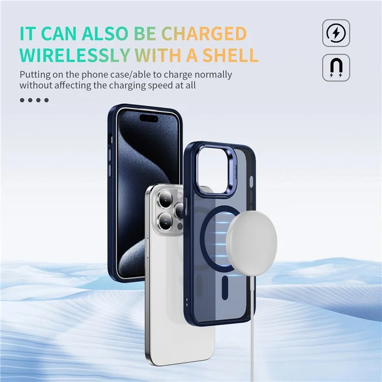 For iPhone 12 Pro Max Magnetic Case Phone Cover Kickstand Compatible with MagSafe - Sapphire